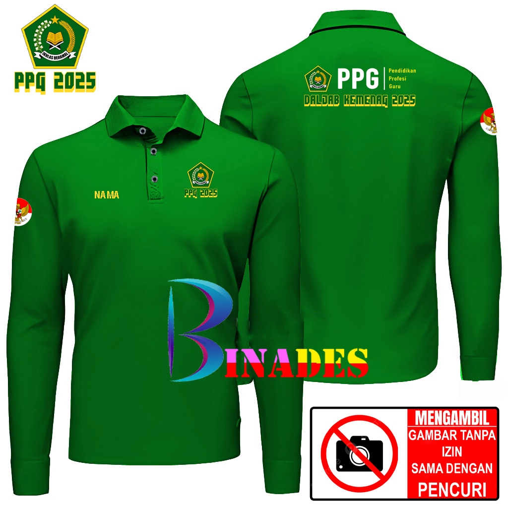Jual Baju Kerah Model Kaos Wangky PPG DALJAB KEMENAG 2025 Kaos Kerah Unisex SABLON DTF BINADES