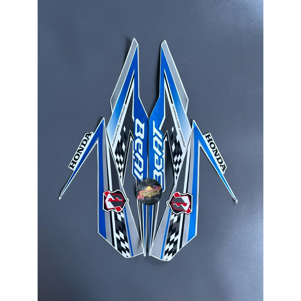 STRIPING STIKER BEAT ESP 2018 PUTIH LIS BIRU ORIGINAL LOST PACK