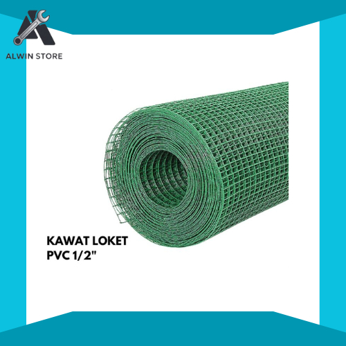 Kawat Loket PVC 1/2 Inch Hijau AP – Wire Mesh Pelapis Anti Karat untuk Kandang & Pagar