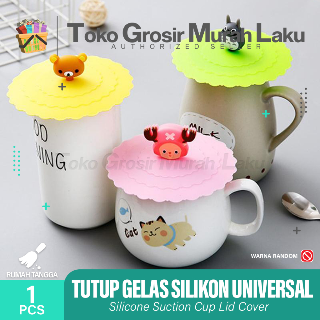 Tutup Gelas Cangkir Mug Silikon / Tutup Gelas Silikon Karakter Lucu