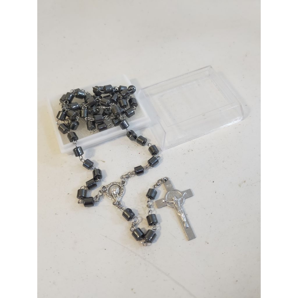 Rosario Kawat Batu Blustin Slinder Sedang + Box (2140) - Rosario Blustin - Kalung Rosario