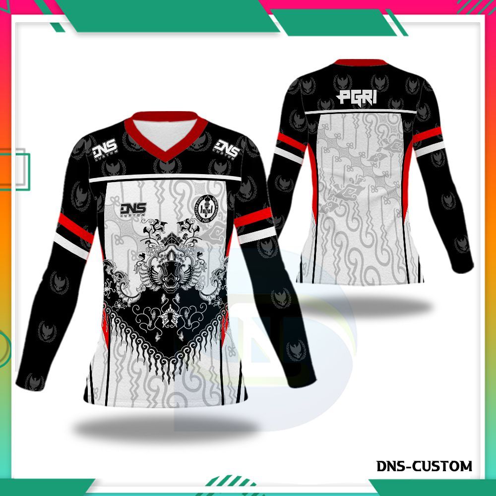 Kaos PGRI Wanita Lengan Pendek Panjang Fullprint Custom - Seragam Guru Indonesia