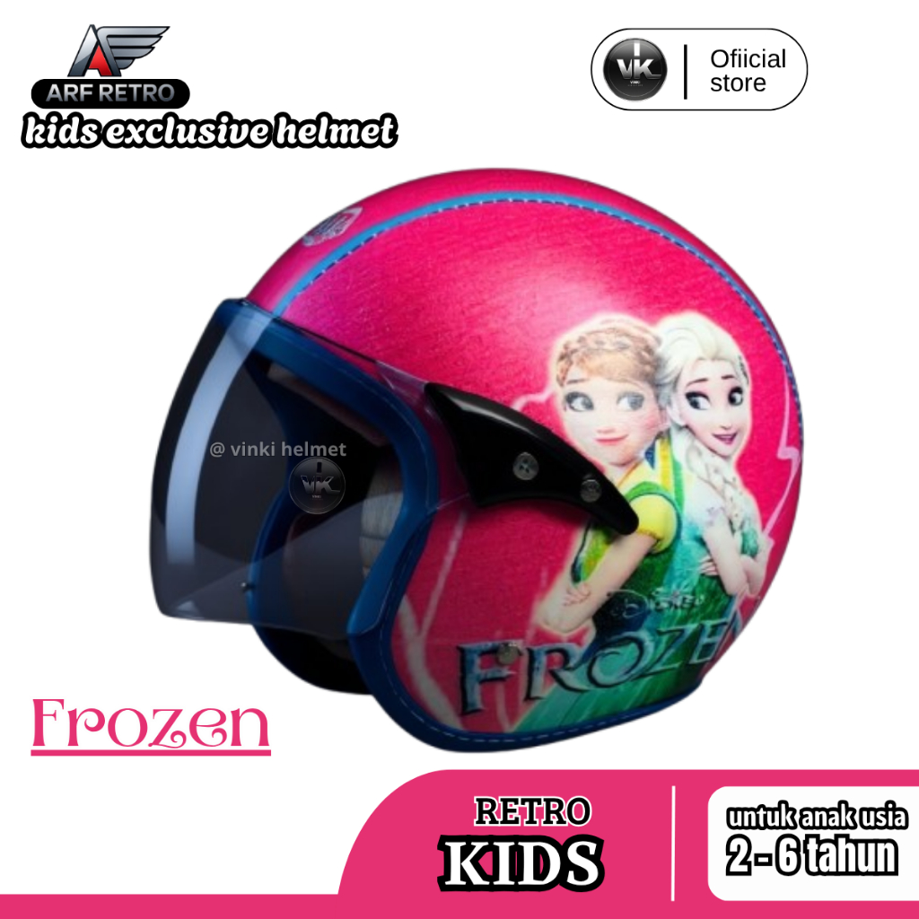 HELM MOTOR ANAK RETRO FULL FACE USIA 2 -6 TAHUN FULL KULIT