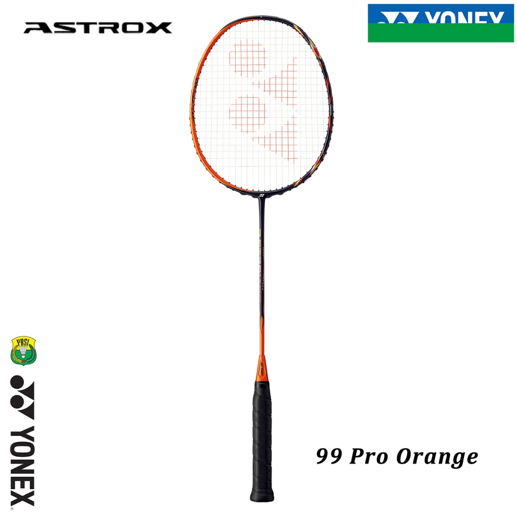 Bulu tangkis Racket-Badminton YONEX ASTROX-99-Pro-Orange Karbon Lengkap Individu 4U 26Lbs 83g Made I