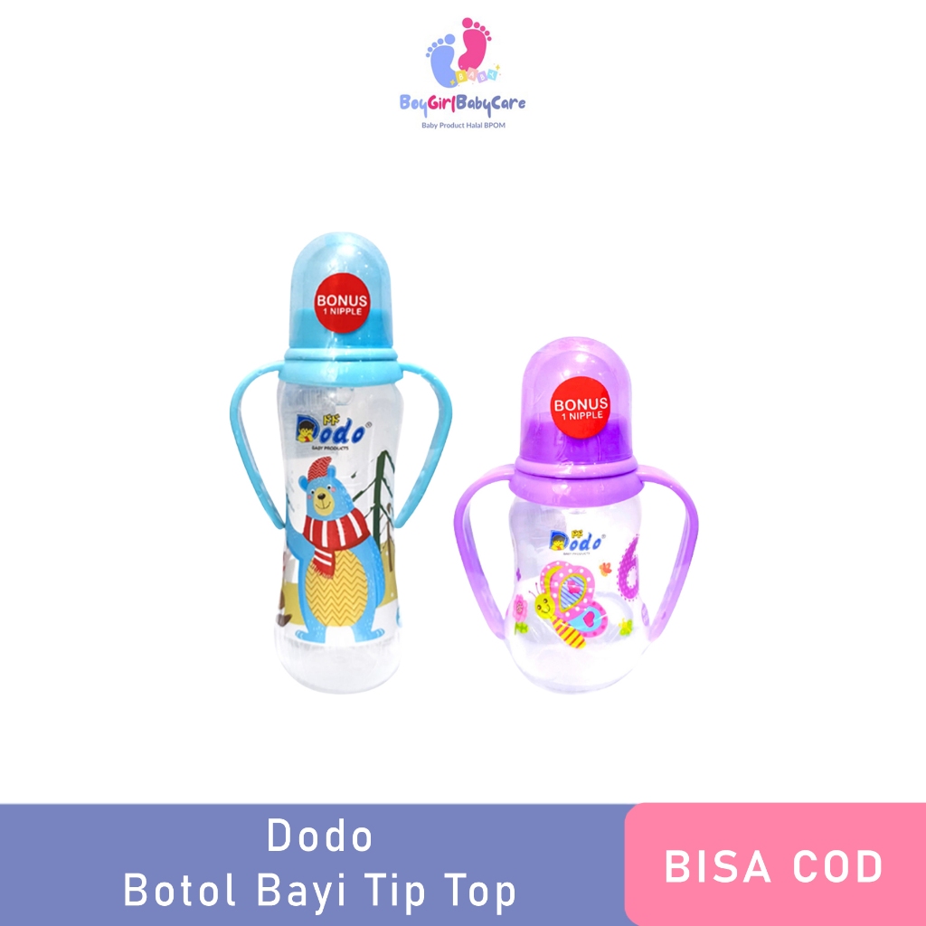 Dodo Botol Susu Bayi Tip Top Wide Neck | Botol Dot Bayi Dengan Pegangan Anti Colic BPA Free Bonus Ni
