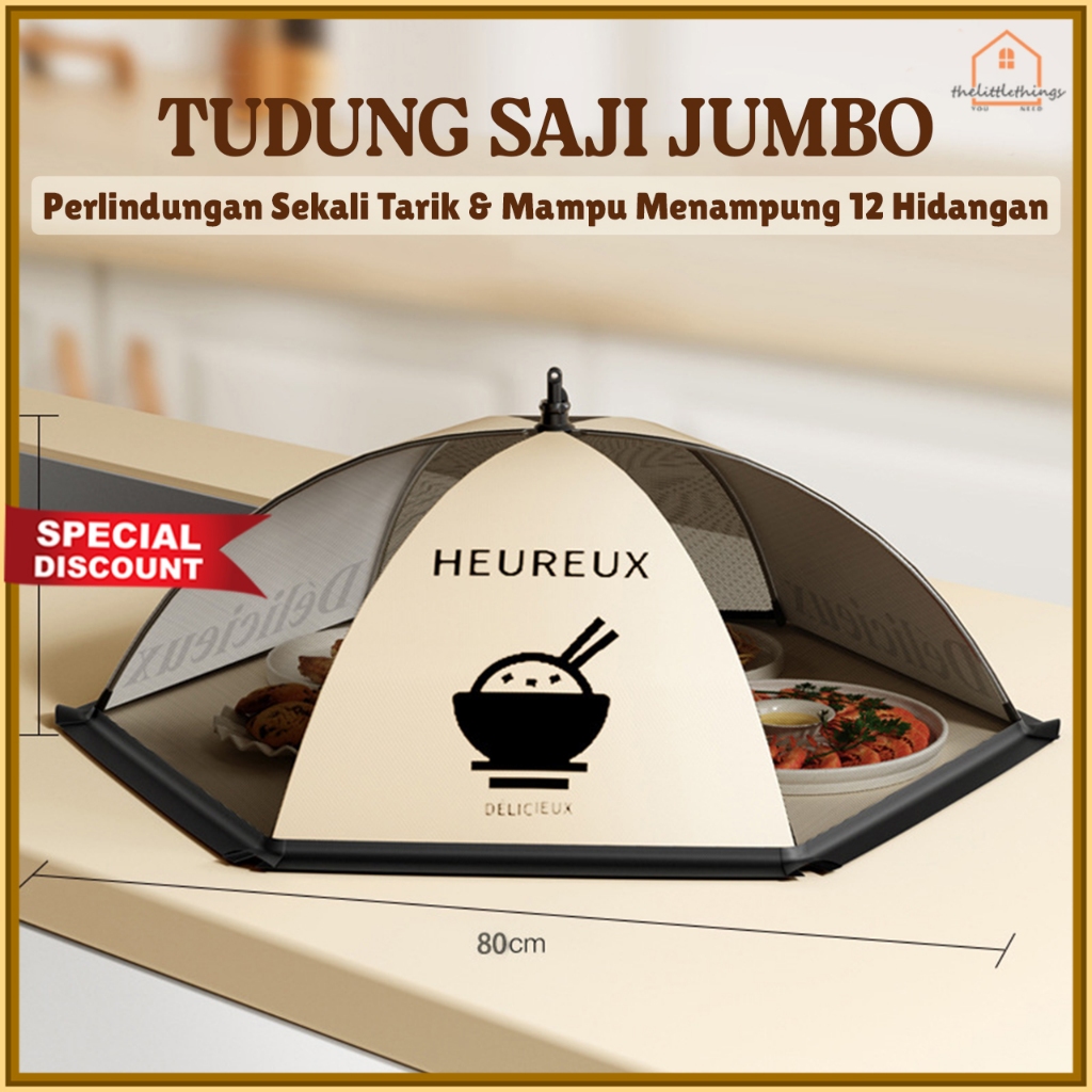 Little Things Tudung Saji Anti Debu  | Penutup Makanan Ukuran Jumbo | Tudung Saji Lipat