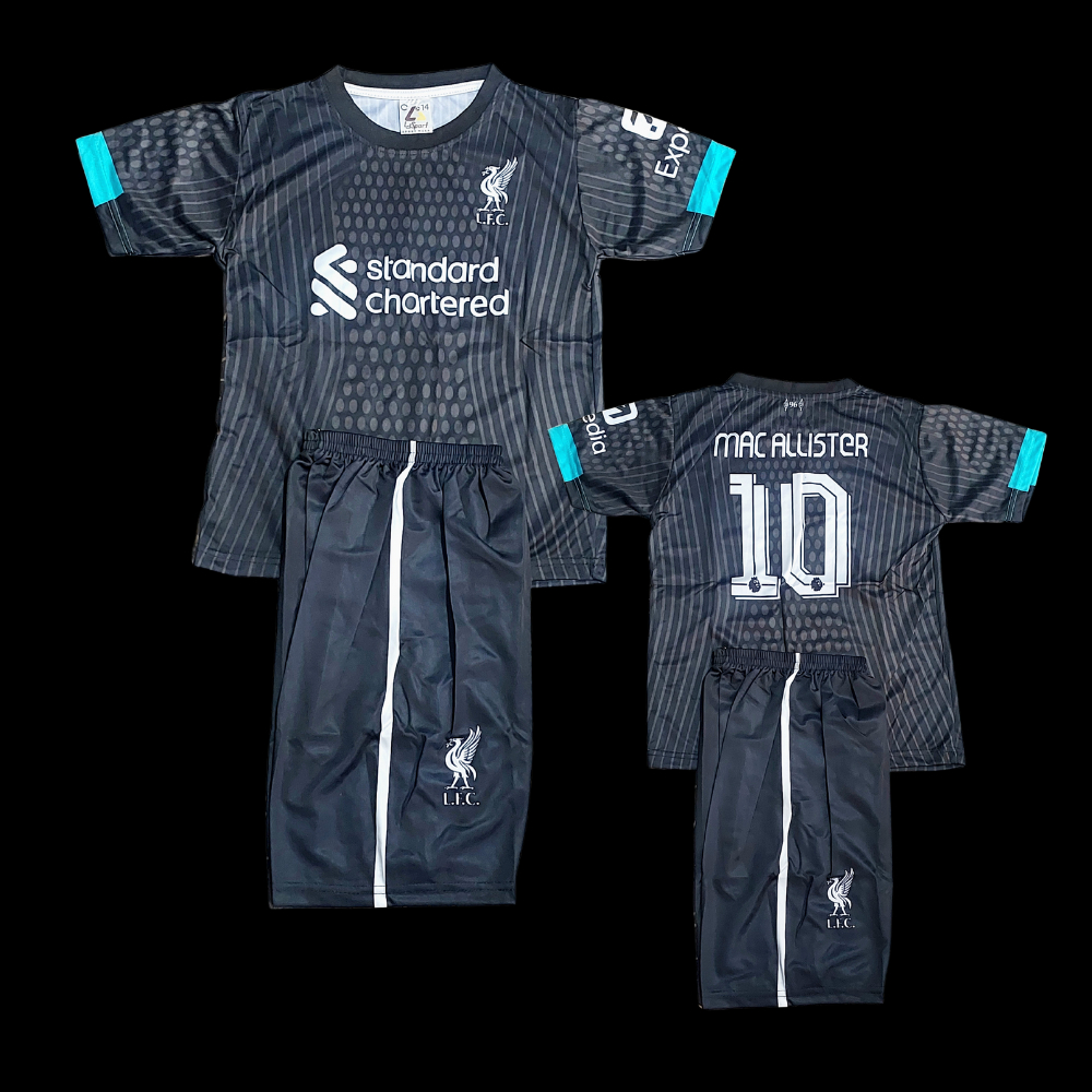 Jersey BOla Anak Liverpool Away 5-12 Thn Nyaman/SETELAN BAJU BOLA ANAK LIVERPOL HITAM PRINTING