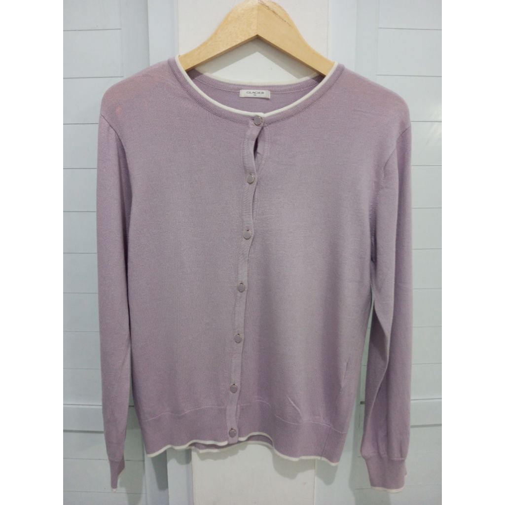 cardi basic oneck branded glacier size LL warna ungu muda