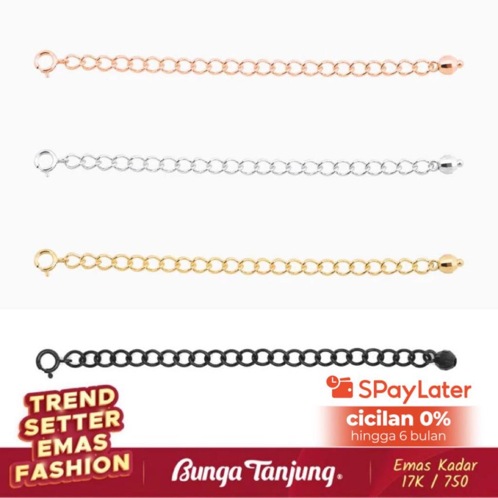 EXTENDER - RANTAI EXTENTION KALUNG GELANG - EMAS 17K - BUNGA TANJUNG GOLD