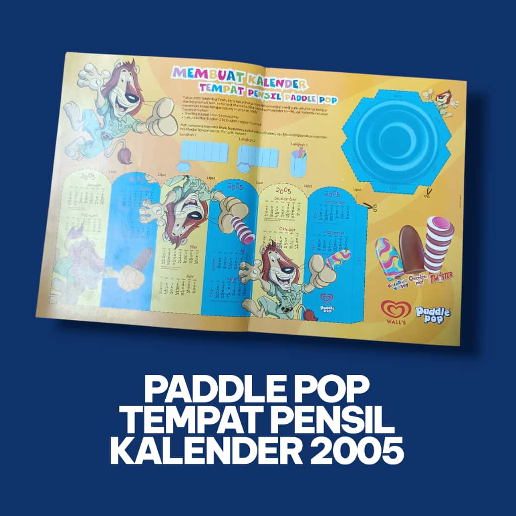 Bonus Majalah Tempat Pensil & Kalender 2005 Paddle Pop - Memorabilia 90an - Dekorasi Vintage