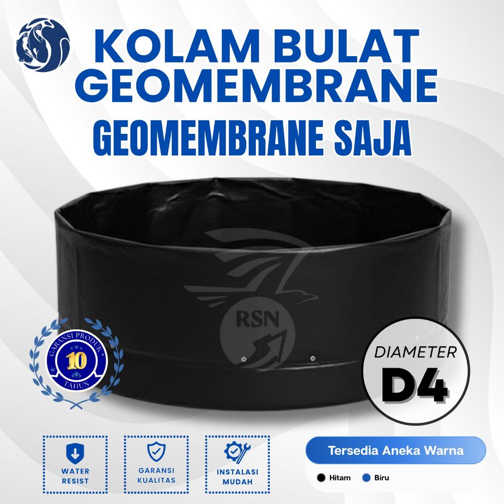 KOLAM BULAT Geomembrane 500 Micron D4 Tinggi 1,2 M - Terpal Saja - Garansi 10thn *S&K