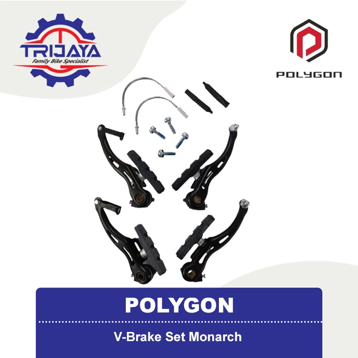 Polygon V-Brake Set Sepeda Monarch Rem Set Depan & Belakang Sepeda Anak Lipat MTB BMX