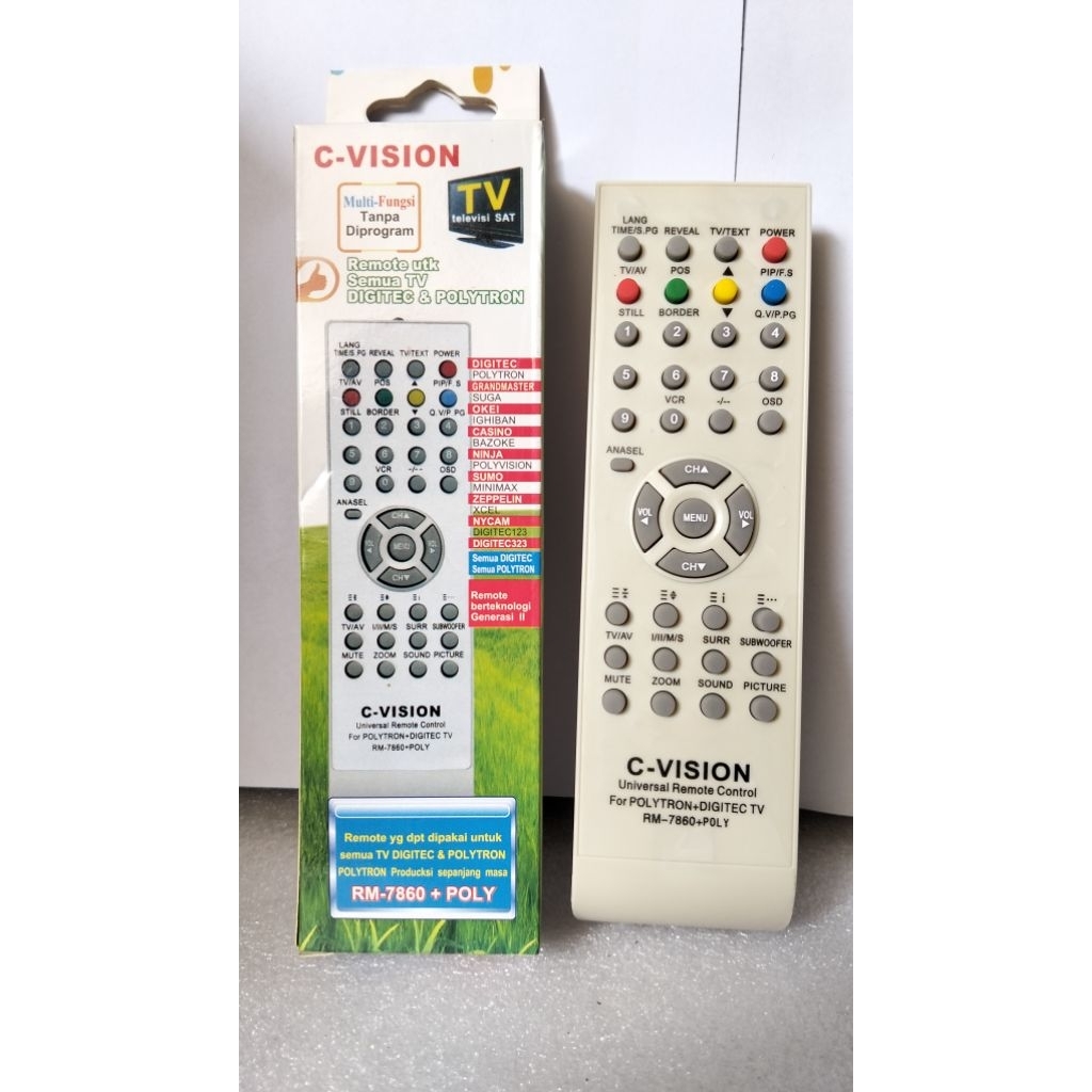 Remote TV Tabung Polytron Digitec Universal Multi C-Vision RM-7860 + Poly