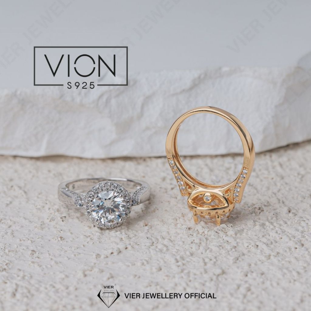 Vion S925 Ring 10310 , cincin perak / silver 925 , cincin replika berlian crystal zirconia