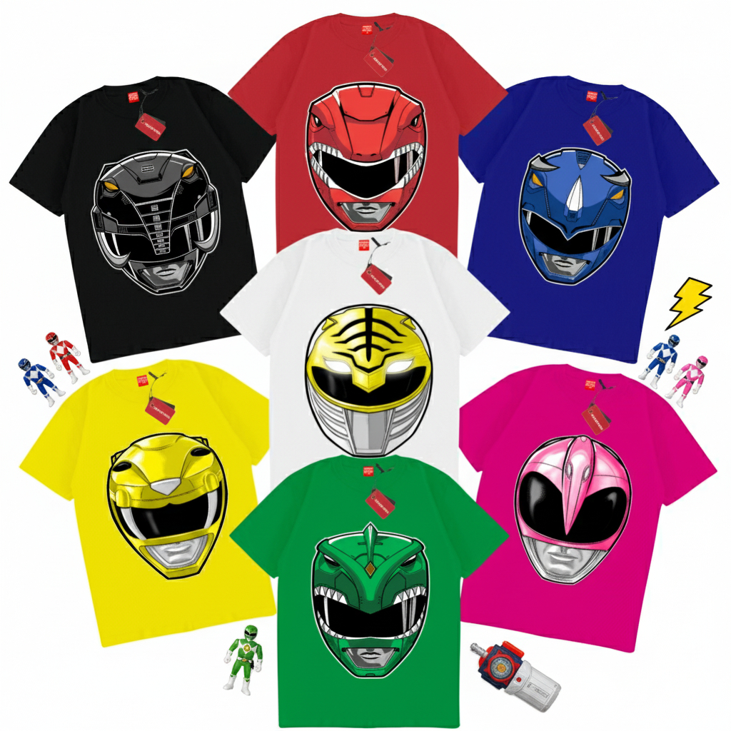 Gilan T Shirt Kaos Baju Distro Anak Gambar Mighty Morphin Power Rangers Helm