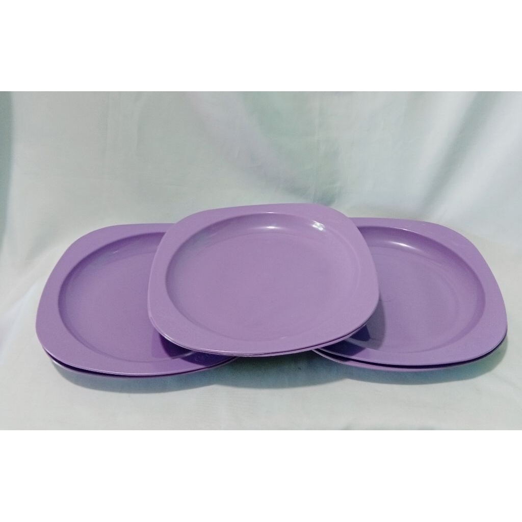 6 PCS PIRING MAKAN PERSEGI WARNA UNGU MUDA/PIRING PLASTIK 24 CM PREMIUM BERKUALITAS