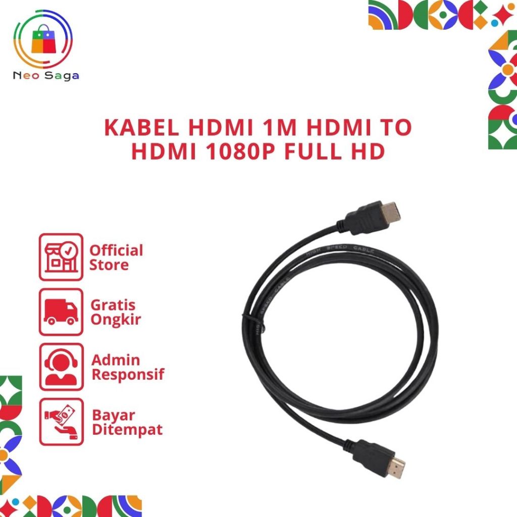Kabel HDMI 1M HDMI TO HDMI 1080P Full HD TV STB Set Top BoxParabola PS DVD Player Komputer Monitor I