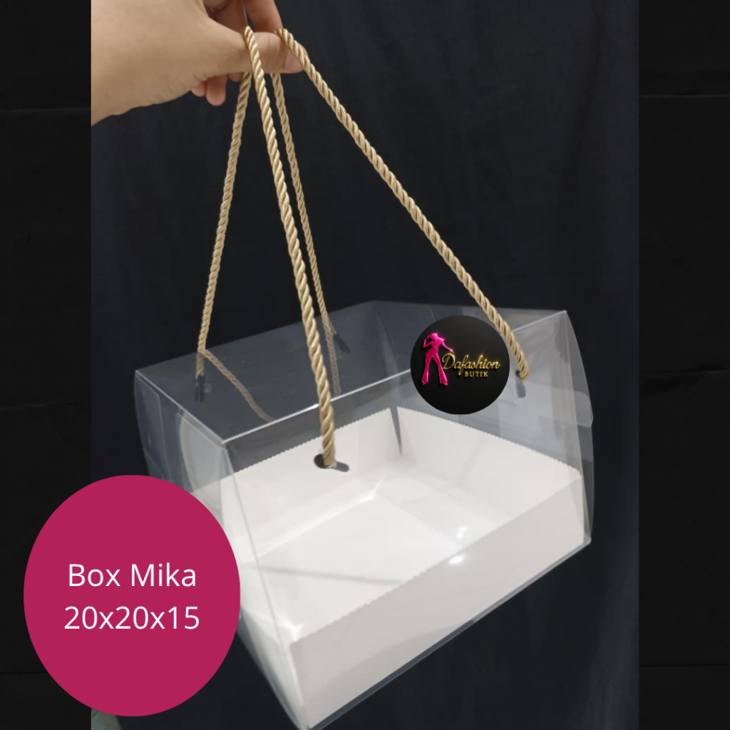 1Pcs Kotak Mika Premium Lebih Tebal Dengan Tali | Kotak Hampers 20x20x15Cm Mika Box