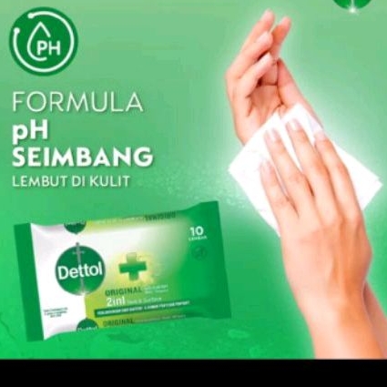 Dettol Tissu Basah Original Anti Bakteri 10S- Wet Wipes Tissue