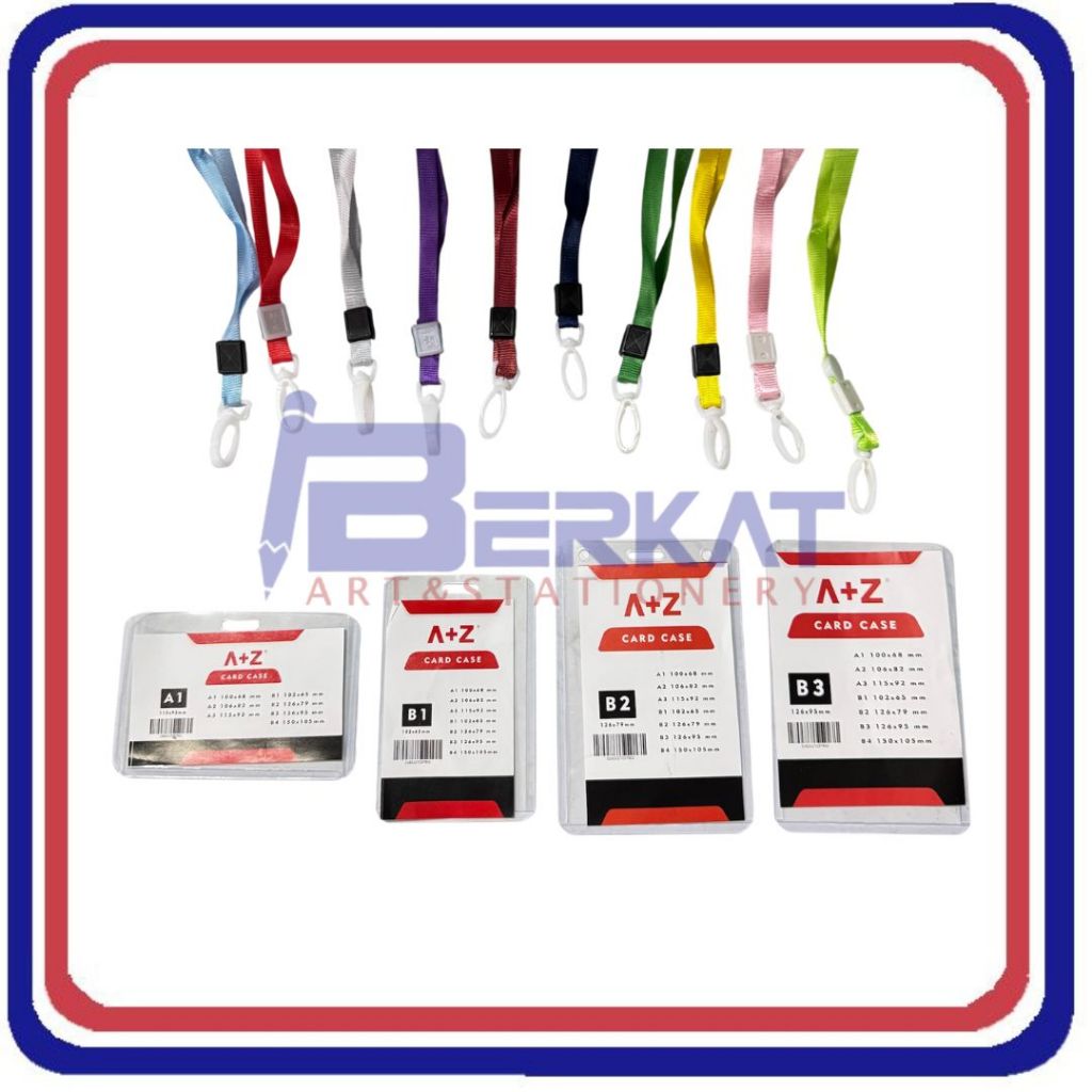ID CARD SET MIKA PLASTIK NAME TAG + TALI LANYARD A1 A2 A3 B1 B2 B3 B4