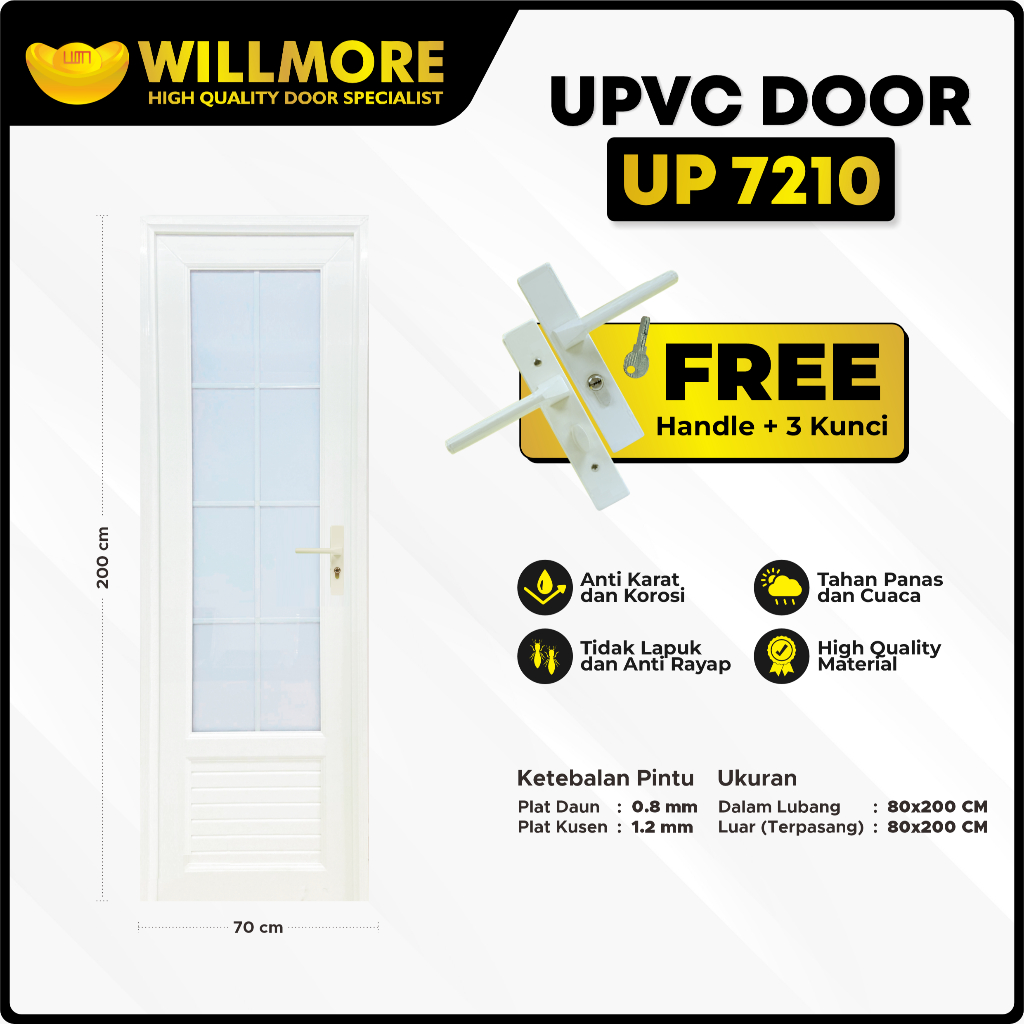 PINTU UPVC PREMIUM - WILLMORE UP 7210 UKURAN 70X210 CM
