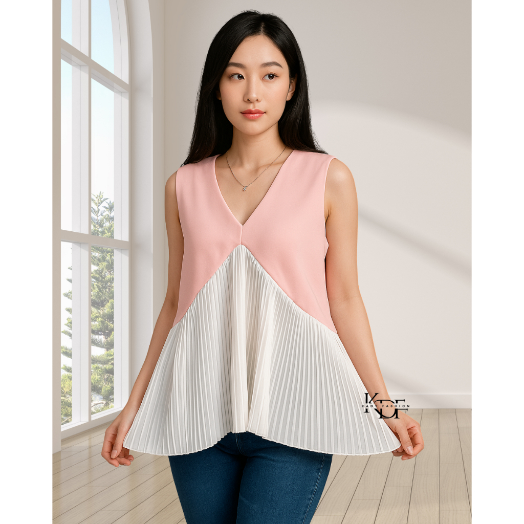 KDF - Virly Top | Atasan Bangkok BKK New | Atasan Wanita | Blouse Wanita | Baju Plisket | Top Blouse