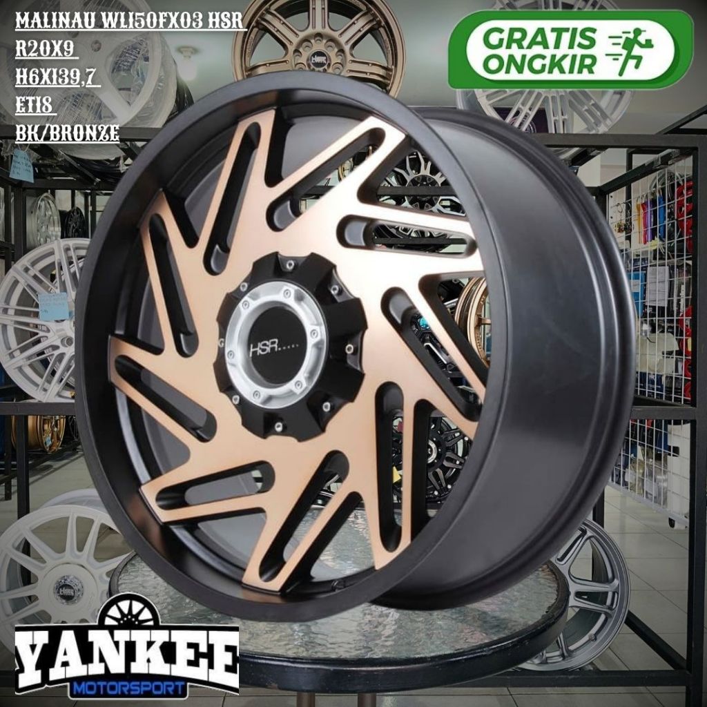 Velg Mobil Ring 20 HSR MALINAU WL150FX03 R20 Lebar 9 PCD 6x139,7 ET18 untuk HARDTOP,COLORADO