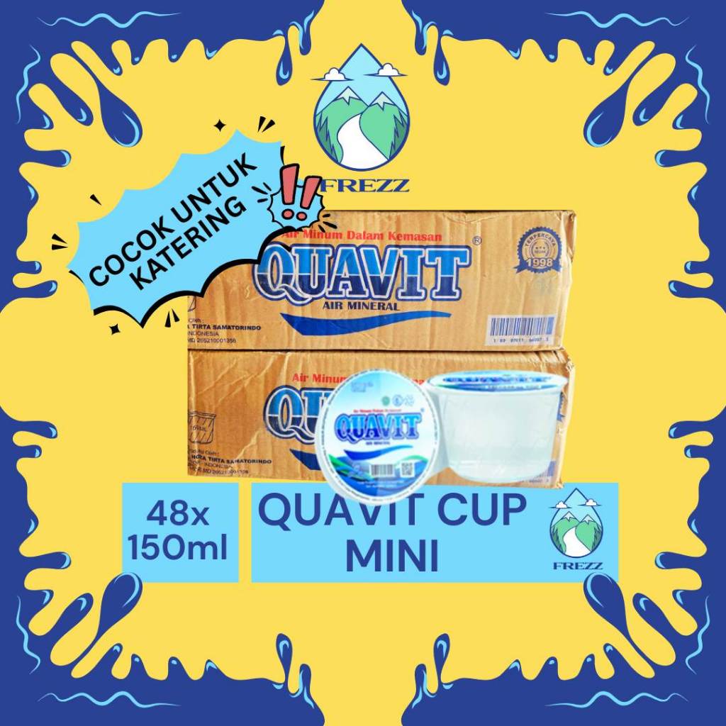 (INSTANT / SAMEDAY) QUAVIT GELAS MINI 150 ml DUS Isi 48 CUP Per Karton - READY LEMINERAL AQUA VIT AQ