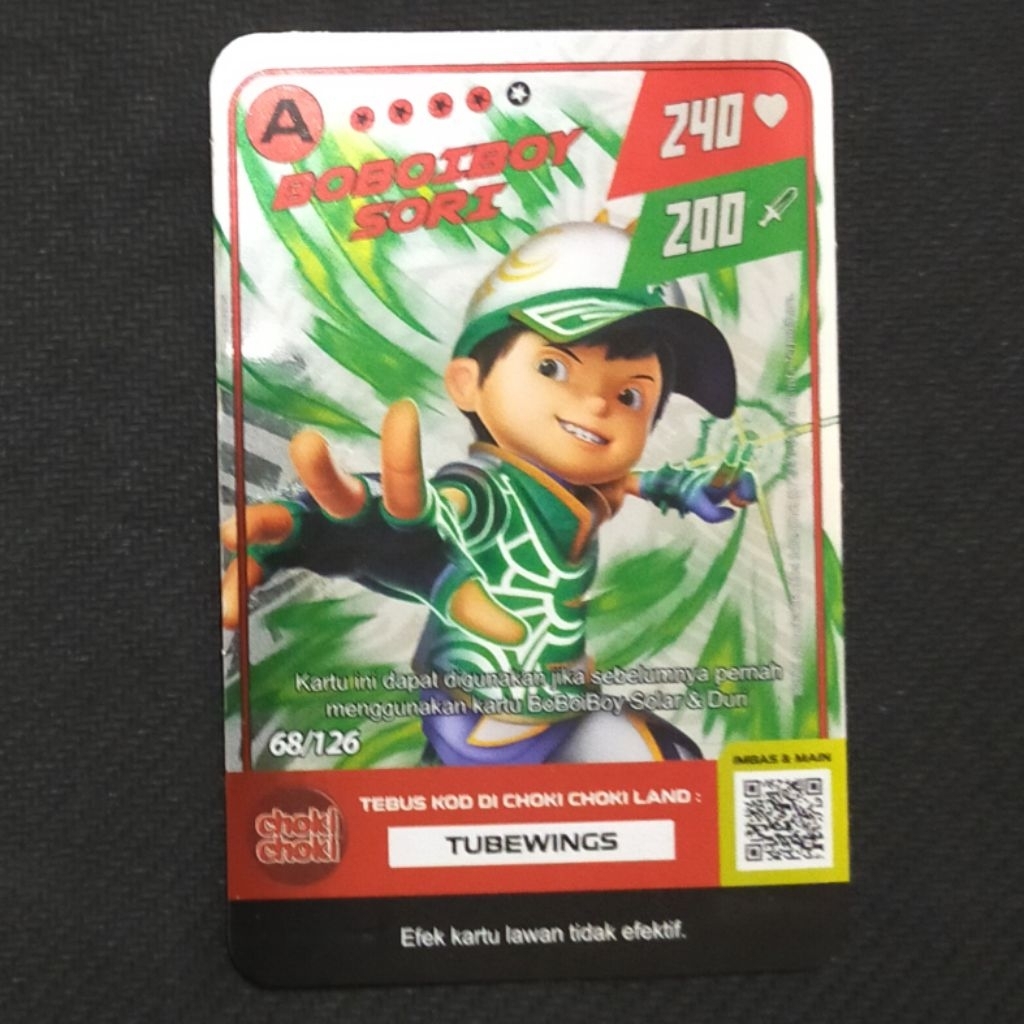 [CACAT PABRIK] Boboiboy Monsta Galaxy Card Boboiboy Sori 68/126 Choki Choki (Silver)