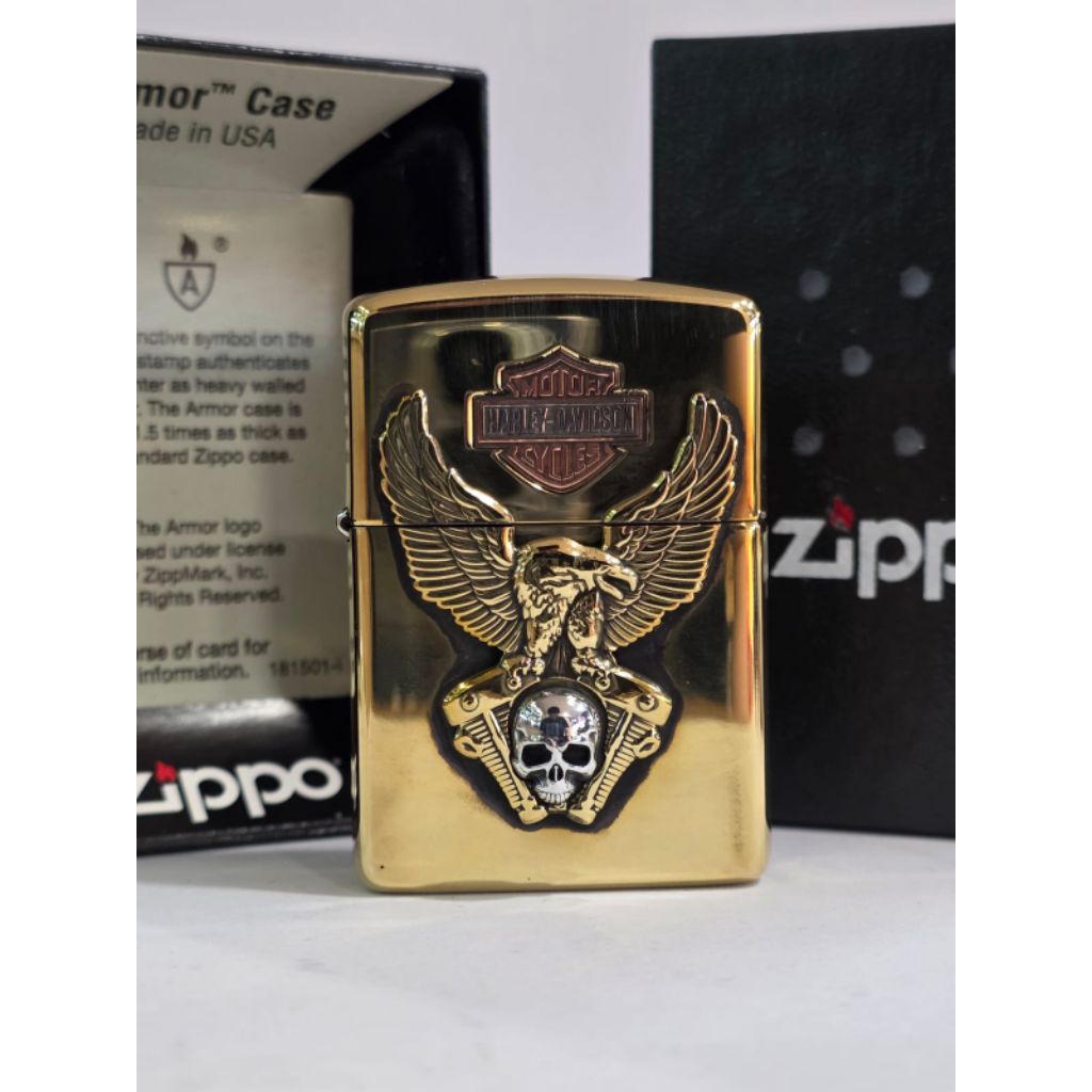 Original Zippo Armor Harley Davidson Roar for Freedom Eagle Emblem Gold 2