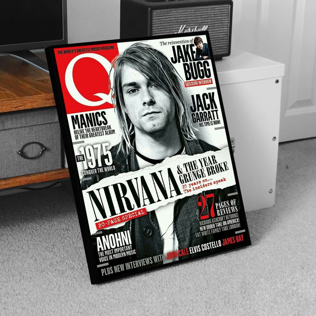 PIXELBRO Poster Band NIRVANA 30x40 Bingkai Frame Dekorasi Pajangan Walldecor