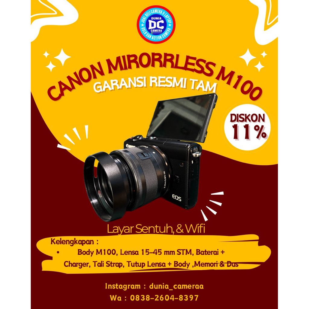 Canon M100 bekas mulus no vignet