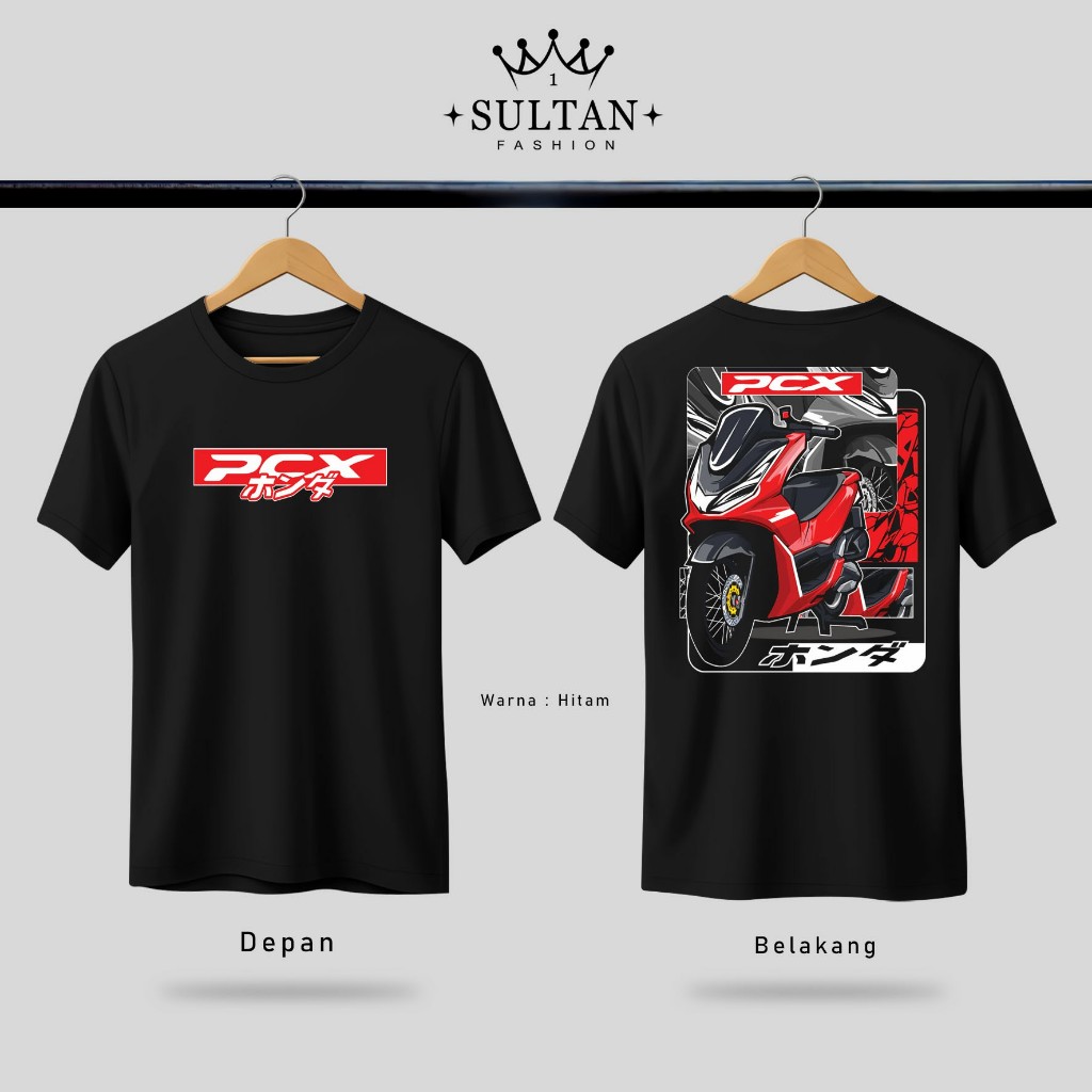 Kaos distro motif HONDA PCX MERAH MODIFIKASI Viral terbaru Baju pria wanita Cotton Combed 30s