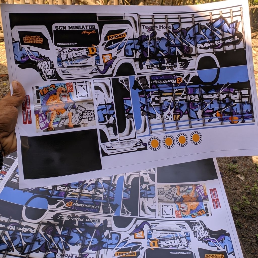 Pola Stiker Miniatur Truk Keren Initial D (bahan stiker bontak A3 skala1:20 joss)