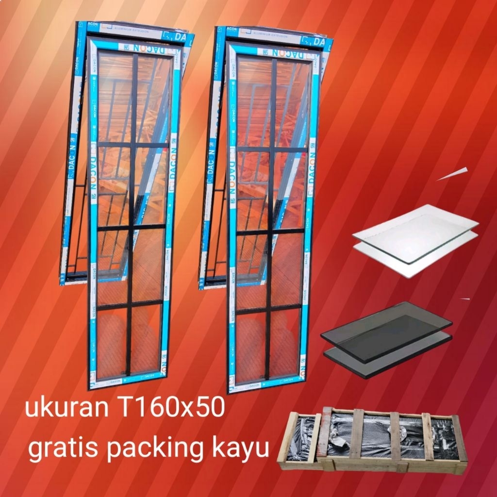 satuset kusen cendela ornamen sepaket tralis alumunium ukuran T160xL50 komplit asesoris gratis packi