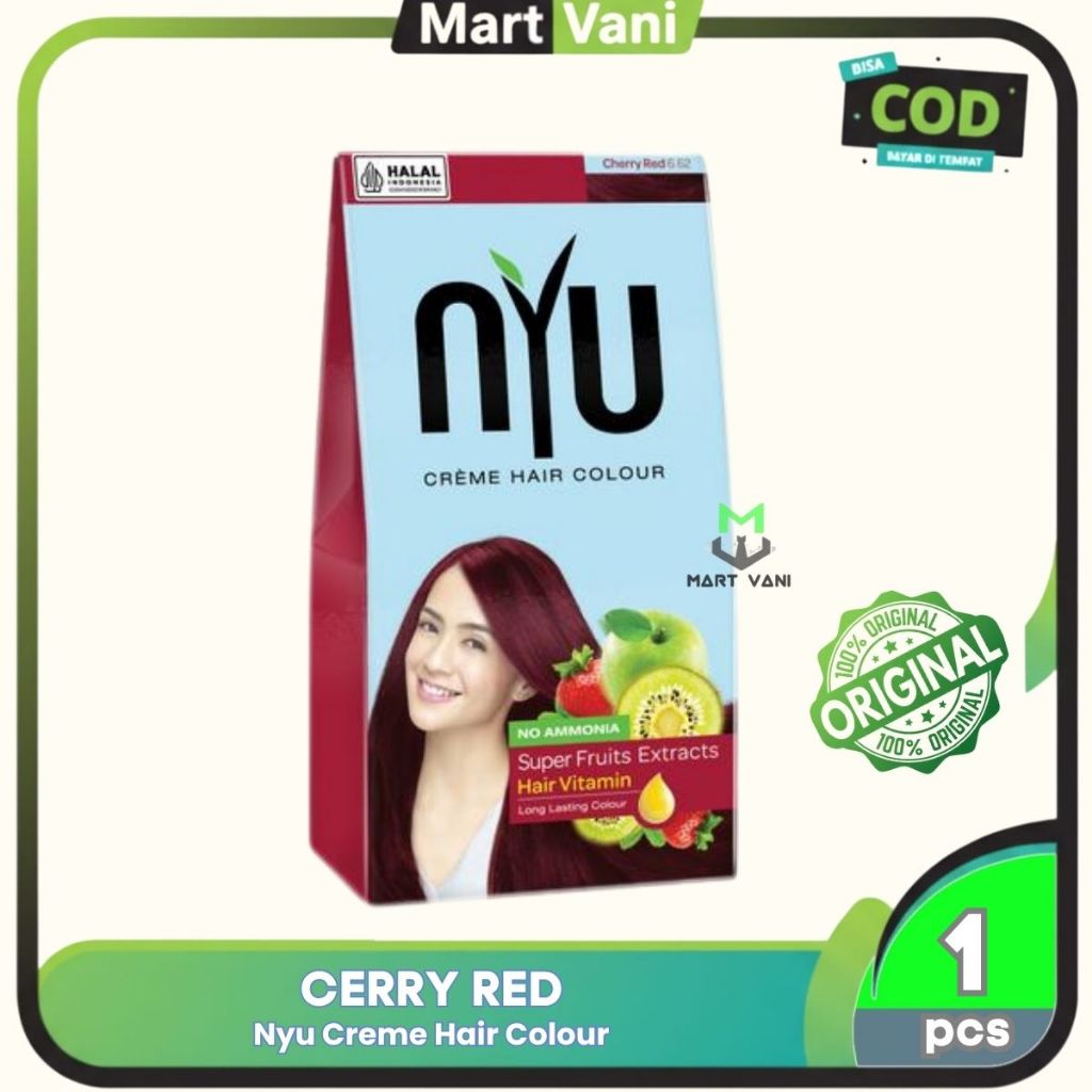 NYU CREME PEWARNA RAMBUT - NYU CREME HAIR COLOUR BOX CHERRY RED (Semir rambut)