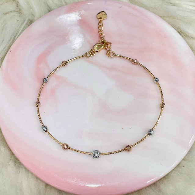 gelang bangle tipis rosegold merica warna warni simple elegant emas asli kadar 700