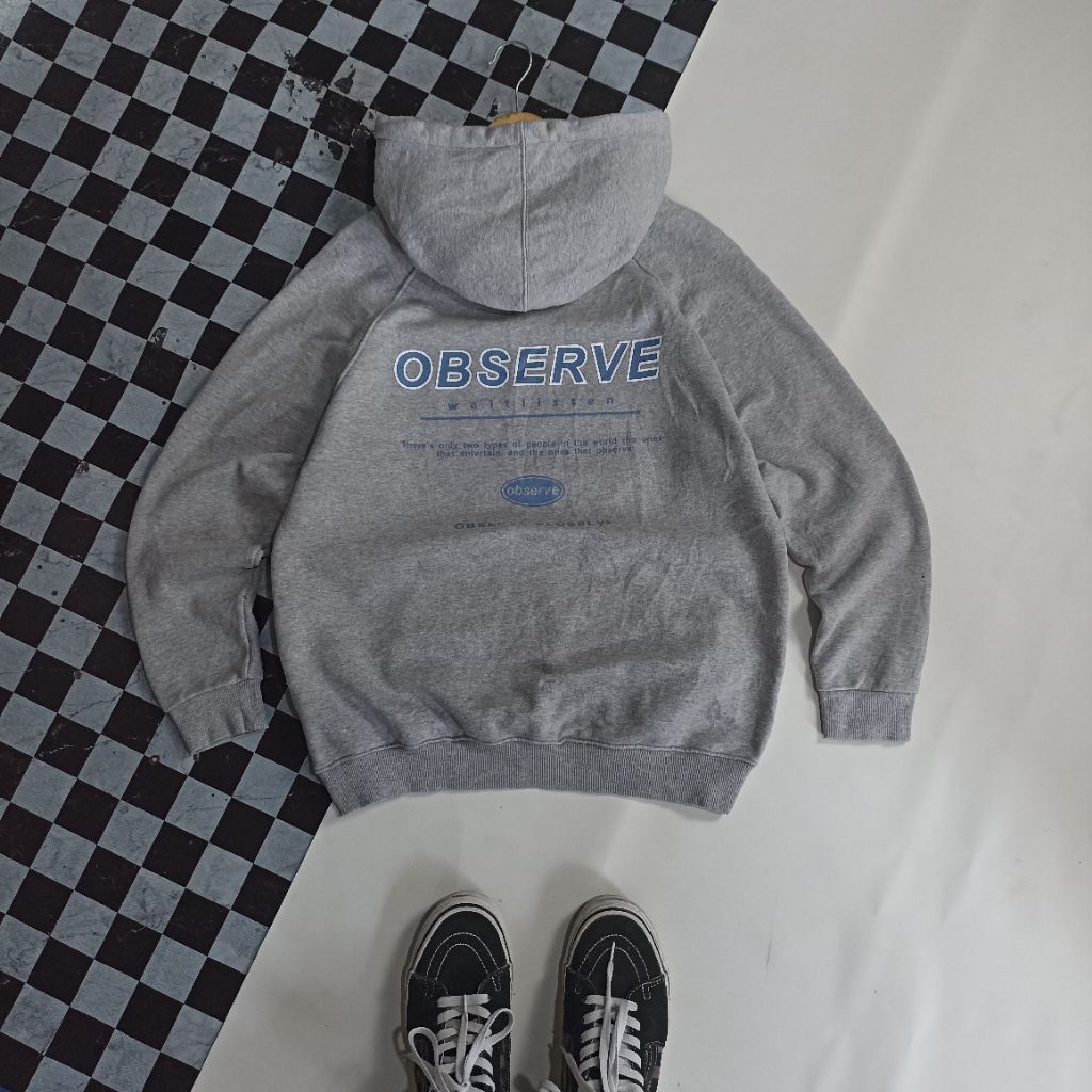 OBSERVE ACOVER BACK PRINT HOODIE GREY