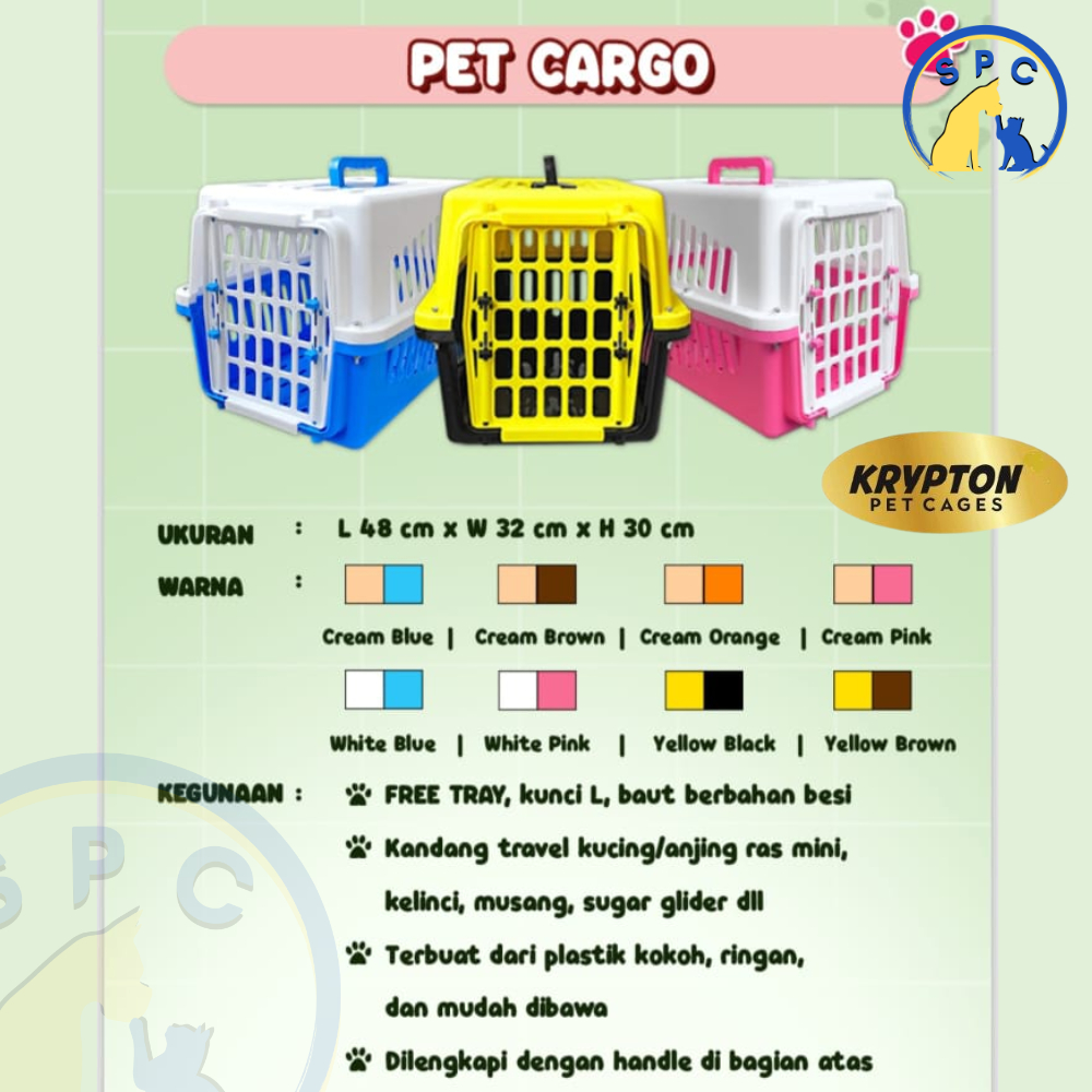 KRYPTON Pet Carrier 102 Kandang Tas Hewan Kucing Anjing Ukuran Medium Pet Cargo Krypton