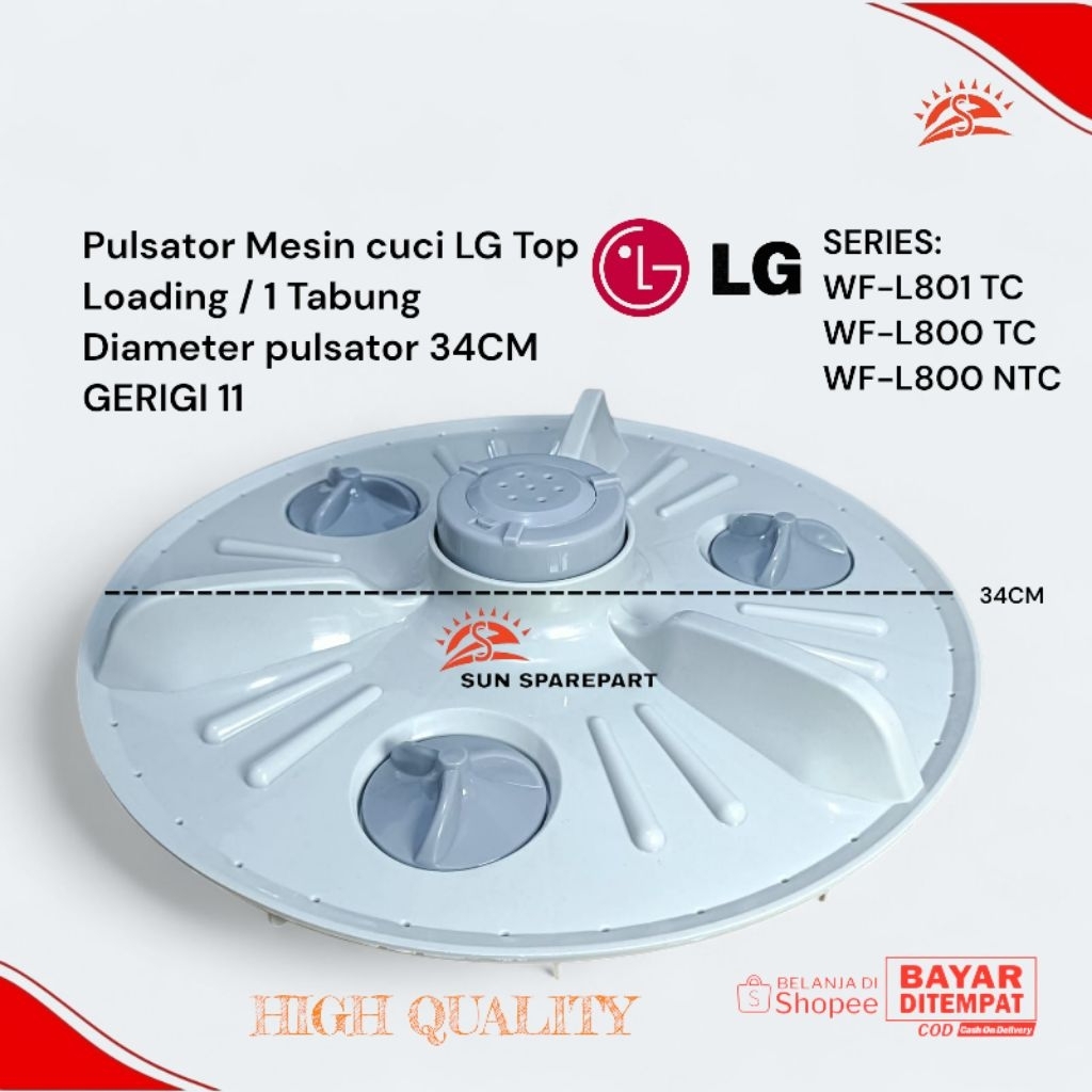 Pulsator LG Diameter 34cm Gerigi 11 Mesin Cuci Top Loading WF-L801TC WF-800TC WF-L800NTC