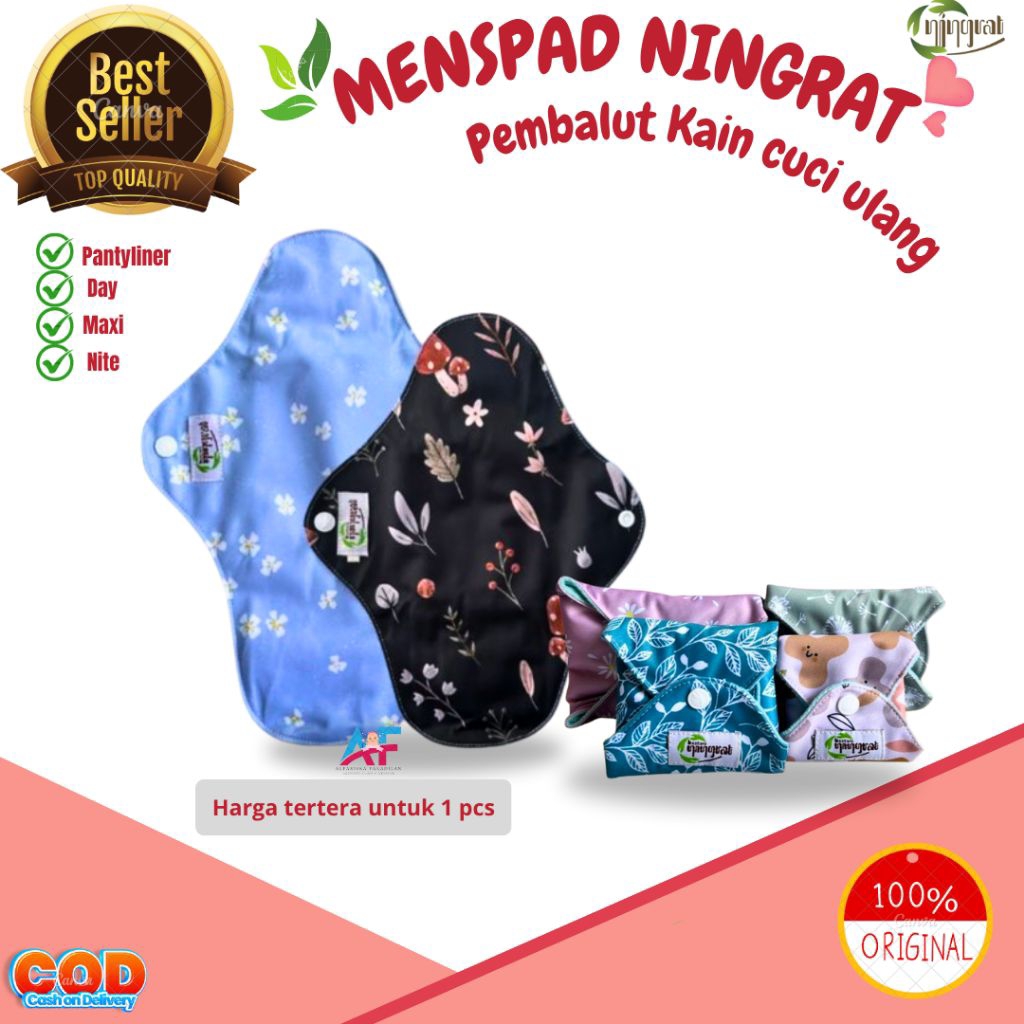 Menspad Ningrat Day Maxi Night Pembalut Kain wanita Bisa dicuci ulang Sehat dan Alami