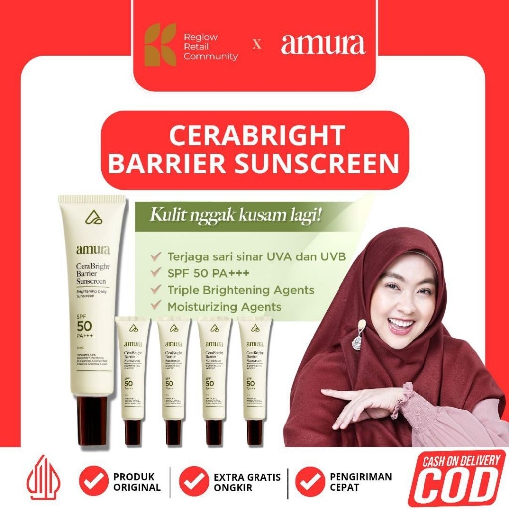 Sunscreen Amura Cerabright Barrier Flek Hitam Spf 50 PA +++ Original Asli 100% Official dr. shindy
