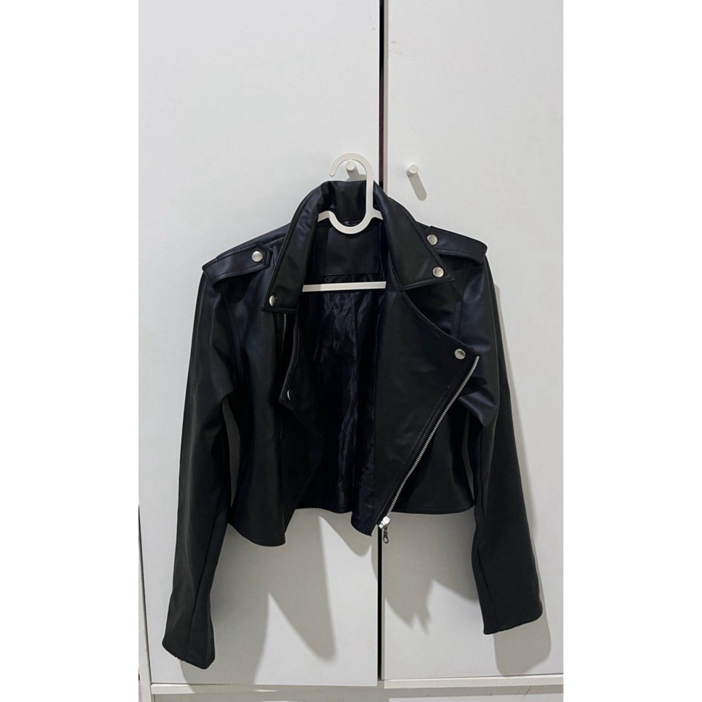 preloved leather black jacket jaket kulit pria wanita