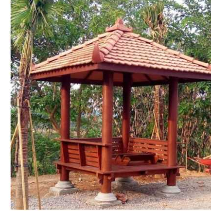 gazebo minimalis 2x2 meter kayu mahoni / gazebo taman minimalis / saung gazebo pargola
