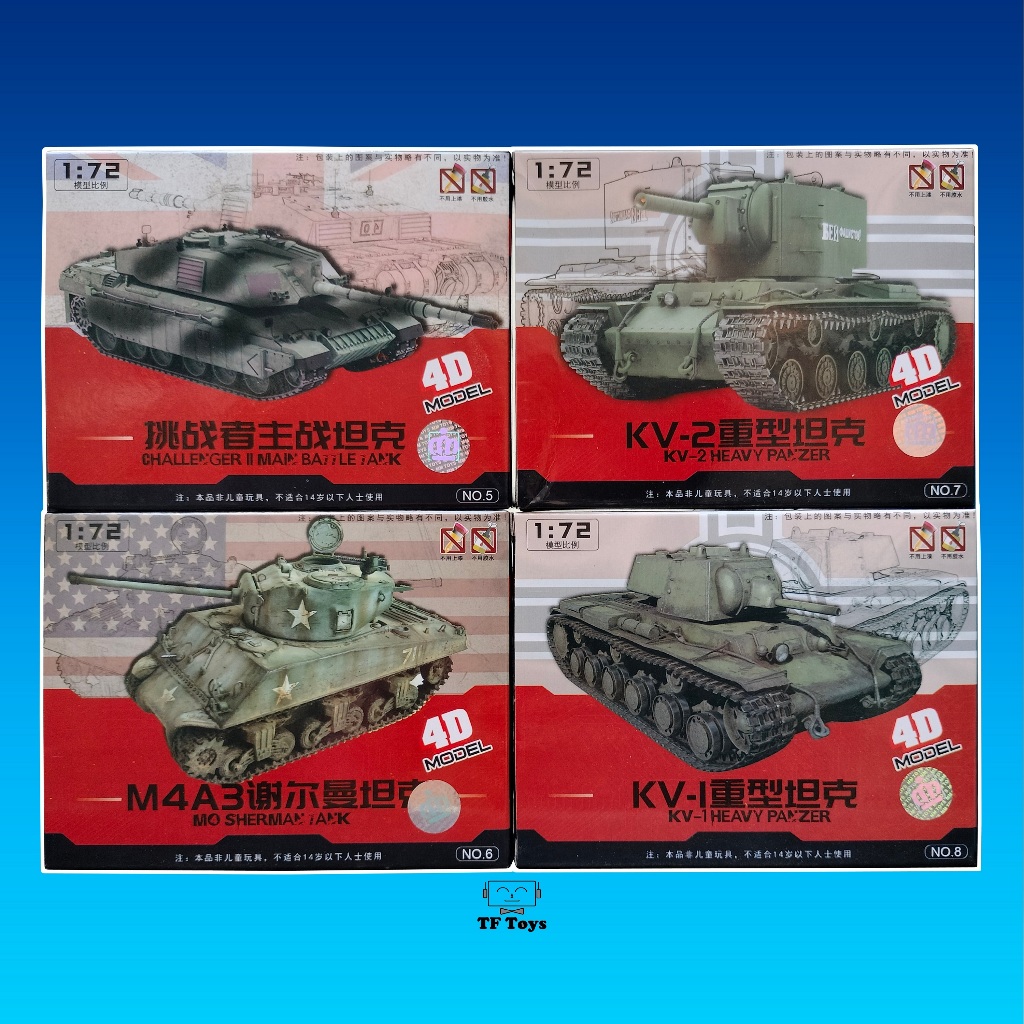 [Tf toys] Miniatur Model kit Mokit Tank Challenger / M4a3i / KV-1 / KV-2 4d model