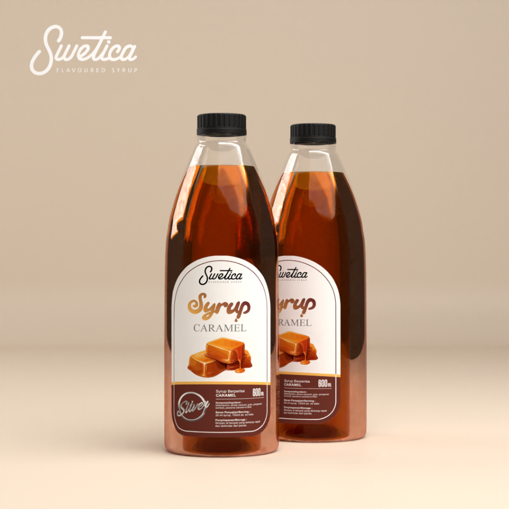 Caramel Syrup 600ml Swetica Silver | Sirup campuran Kopi | Sirup Rasa Caramel untuk Horeca