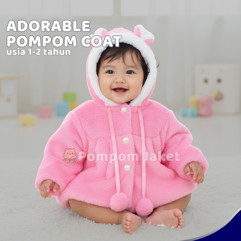 Jaket Mantel Bulu Anak Perempuan 0 - 2 Tahun Jaket Anak Bayi Balita Perempuan Import Hoodie Anak