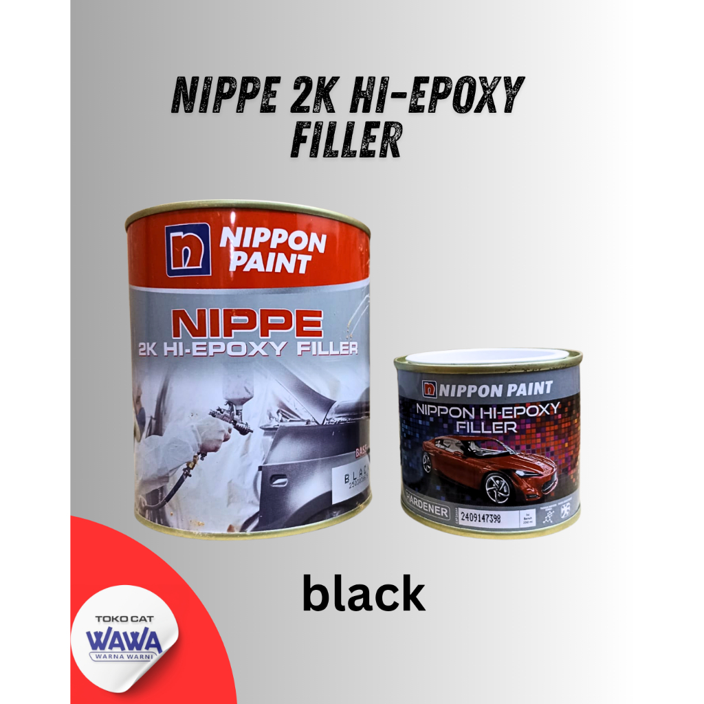 cat dasar nippon hi epoxy filler duco mobil motor 1kg/set black dan grey