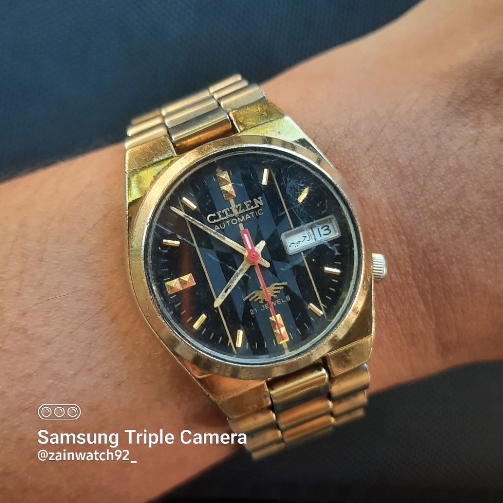 Jam Tangan Pria Citizen Gold Black Dial Automatic Original