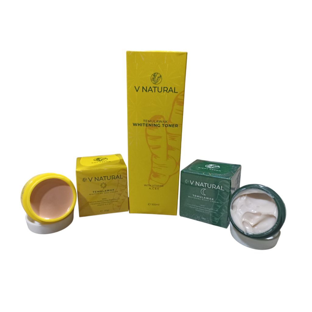 Paket Temulawak v ORI 100% BPOM with vitamin A, C, E whitening ( toner + cream siang&malam)